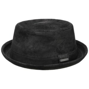 Pork Pie Stetson Noir Cuir
