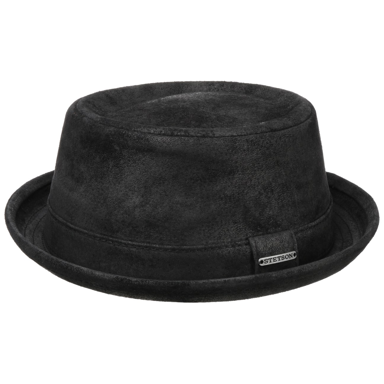 Pork Pie Stetson Noir Cuir