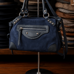 Sac Dame en cuir Italien et daim Bleu
