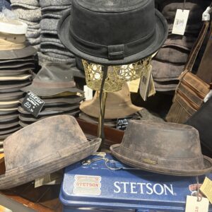 Pork Pie Stetson Noir Cuir